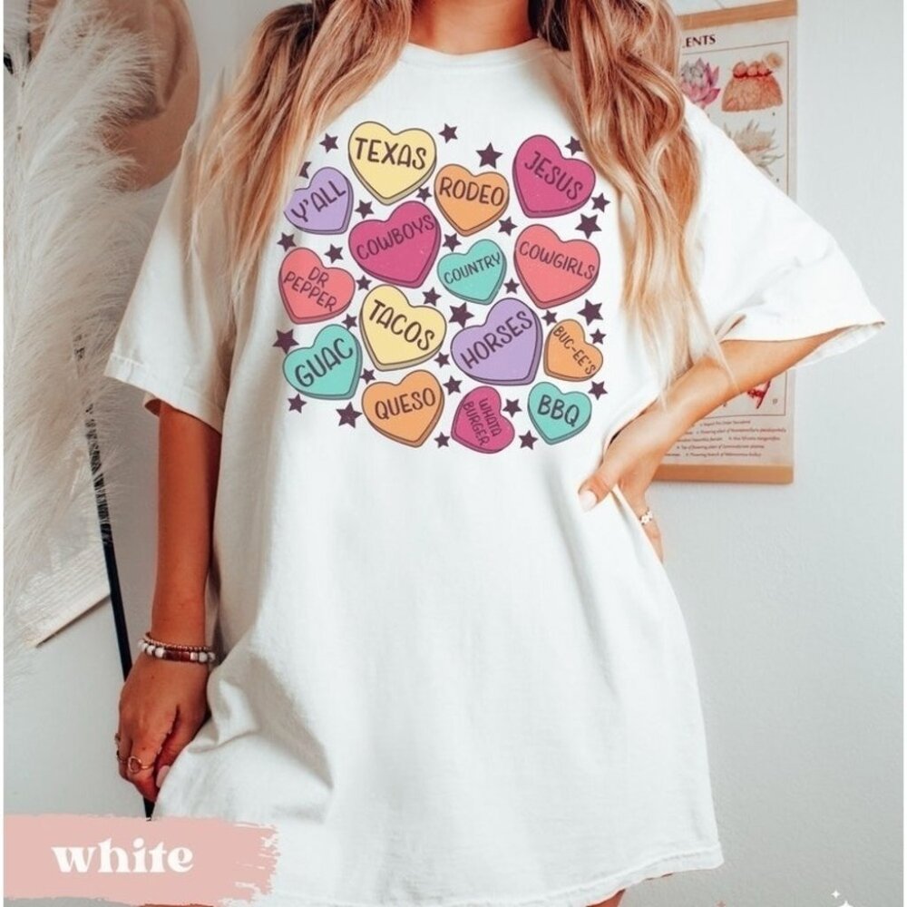 Texas Valentines Shirt Texas Candy Hearts Shirt Retro Cowgirl Valentine Shirt